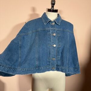 Stylewe western button front denim cape Jean Poncho size medium NEW
